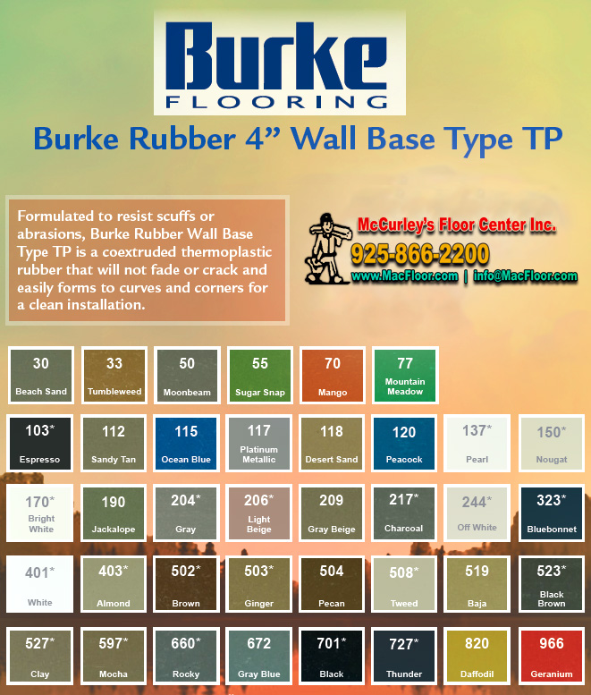 Burke Flooring Rubber Wall Base Sale